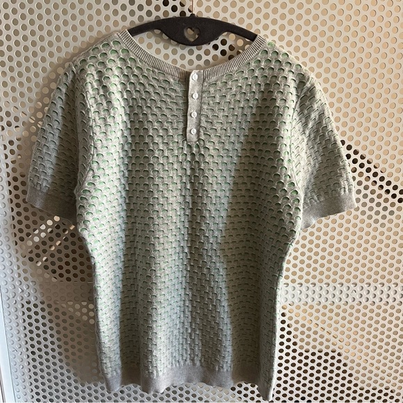 Halogen Women’s Top Size Small Perforated White and Green. Free with Purchase - Picture 7 of 10